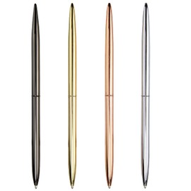 YiliYa Pack of 4 Ballpoint Pens, Dual Heads Rotation Metal Ballpoint Pen, Office/Hotel Supplies, Black Ink, Private or Gift (Black, Rose Gold, Gold, Silver)