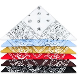 LISOPO Set of 6 Bandanas Headscarf for Men and Women, Paisley Bandana, Neckerchief, Head Square Scarf, Multifunctional Bicycle Headband, Neckerchief, Handkerchief, 55 x 55 cm, for Adults and Children,