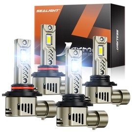 SEALIGHT 9005 9006 Bulbs Combo, 68000LM 900% Super Brighter, 6500K Cool White, 1:1 Mini Halogen Size 9005 HB3 & 9006 HB4 Fog Lights with Cooling Fan, Plug and Play, Pack of 4