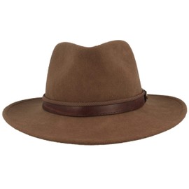 Rollable Outdoor Felt Hat | Trekking Hat | Wool Hat Made of 100 % Wool - Waterproof & Foldable - with Leather Fittings & Hat Inserts - For Men & Women - beige, size: 58