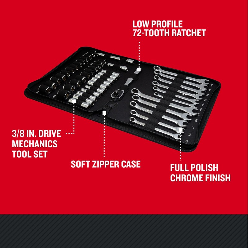 CRAFTSMAN Mobile Mechanics Tool Set, 3/8 Inch Drive, 72 Tooth