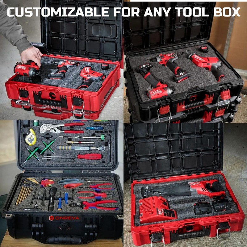 Tool Box Foam 3Pack 24x24x2 inch, Foam Inserts for Cases,