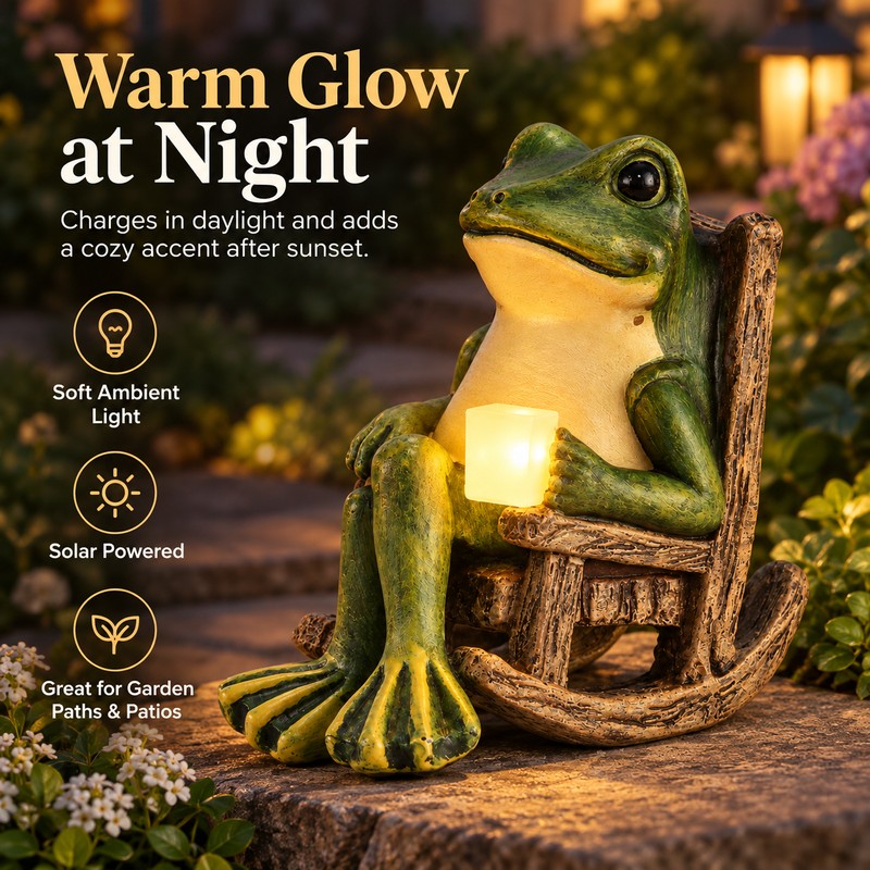 Solar Frog Garden Light for Outdoor Decoration – Waterproof Resin