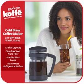 Goodcook Koffe 1.5L Glass Cold Brew Coffee Maker with BPA-Free Plastic Frame