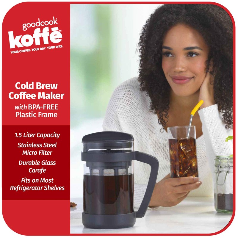 Goodcook Koffe 1.5L Glass Cold Brew Coffee Maker with BPA-Free
