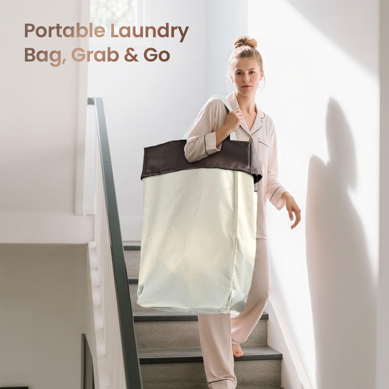 160L Laundry Basket with Wheels, 2-section Rolling Laundry Basket, Large