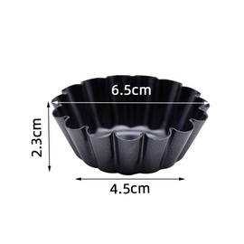 VIVIIHOO Set of 12 Mini Tartelette Cases Made of Carbon Steel, Non-Stick Tartlet Moulds, Reusable Tartlet Cases for Cakes, Muffins, Pudding - 6.5 cm Diameter