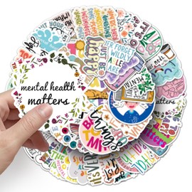 100 PCS Mental Health Stickers for Teens,Adults,Boys,Girls,Kids,Children Decals for Skateboard,Laptop,Phone,Luggage,Computer,Bicycle,Water Bottle Vinyl Waterproof Stickers