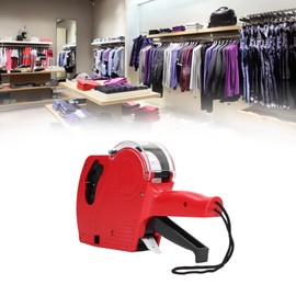 Manual Labelling Machine, Red 8-Digit Price Gun Kit, Manual Labelling Machine, Price Gun Tool with Replacement Ink, Price Marking Labels (Red)