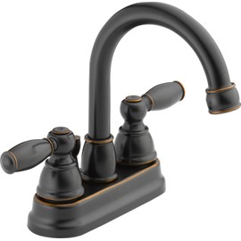 Peerless Claymore Centerset Bathroom Faucet, Oil Rubbed Bronze Bathroom Sink Faucet, 2 Handle Bathroom Faucet, Pop-Up Drain Assembly, Oil Rubbed Bronze P299685LF-OB