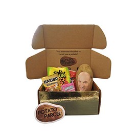 Classy Potato Gift Bundle - Your image and/or message on a real potato! Includes assorted candy and gold surprise gift box. As seen on Shark Tank!