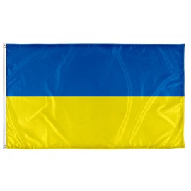 Vispronet 5ft x 8ft Ukraine National Flag – Indoor/Outdoor Decoration – Weather-Resistant Knitted Polyester – Metal Grommets - Printed in the USA (Flag Only)