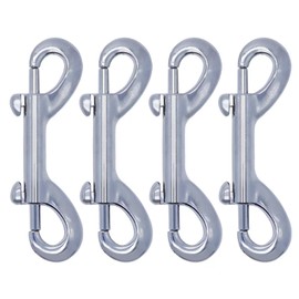 Double Ended Eye Bolt Snaps Hook Sliver Trigger Clips Chain Metal Clips 3.5 Inch 4pcs for Dog Leash Key Chain Horse Tack Pet Feed Bucket Garage Use