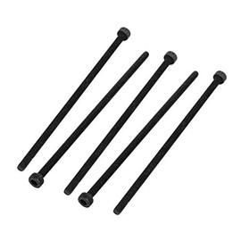 uxcell M3x80mm Fully Thread Hex Socket Head Knurled Cap Screw Bolt Black 5pcs