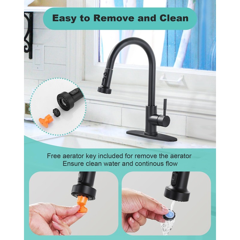 Pull Down Faucet Head Replacement: 3-Function Kitchen Faucet Sprayer Head