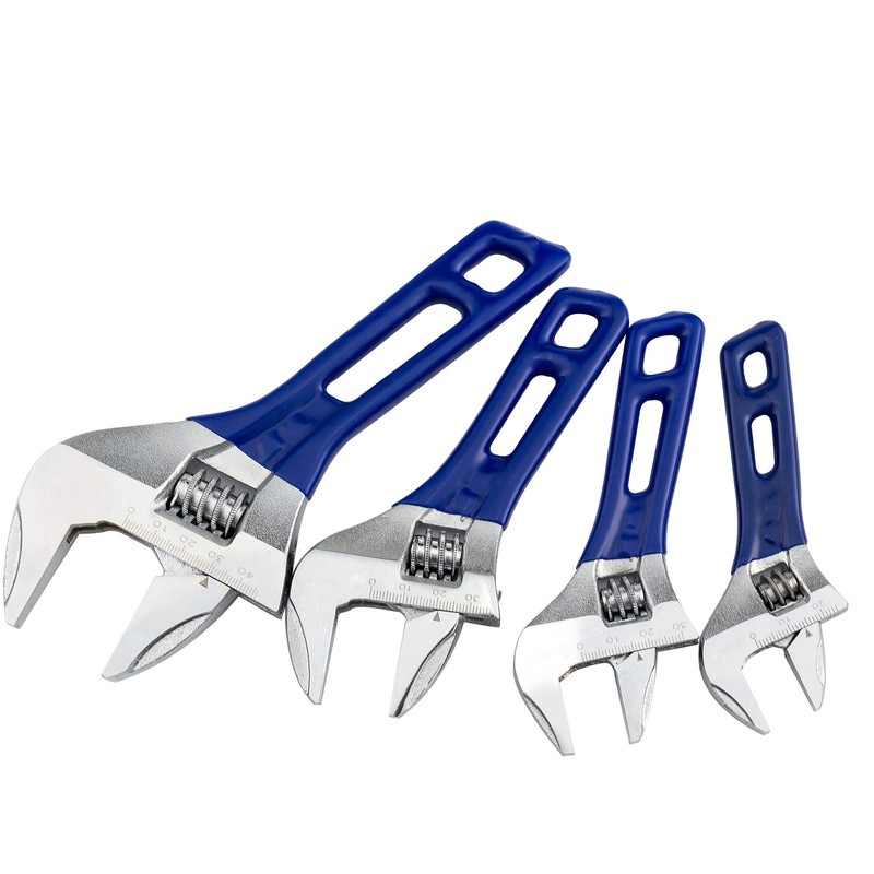Wide Opening Stubby Adjustable Wrench Spanner with Short Handle Chrome