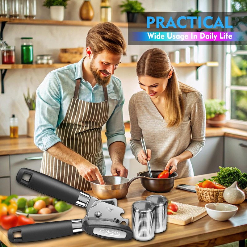 Can Opener Manual Heavy Duty Multifunctional with Magnet Lift [Ergonomic