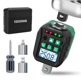 KOEORWS 1/2-Inch Digital Torque Adapter, 12.54-250.8 Ft.lb/17-340 N.m, Electronic Torque Wrench Converter with ±2% Accuracy, Preset Function, Data Storage, 3/8” & 1/4” Adapter for Bike, Moto, Car
