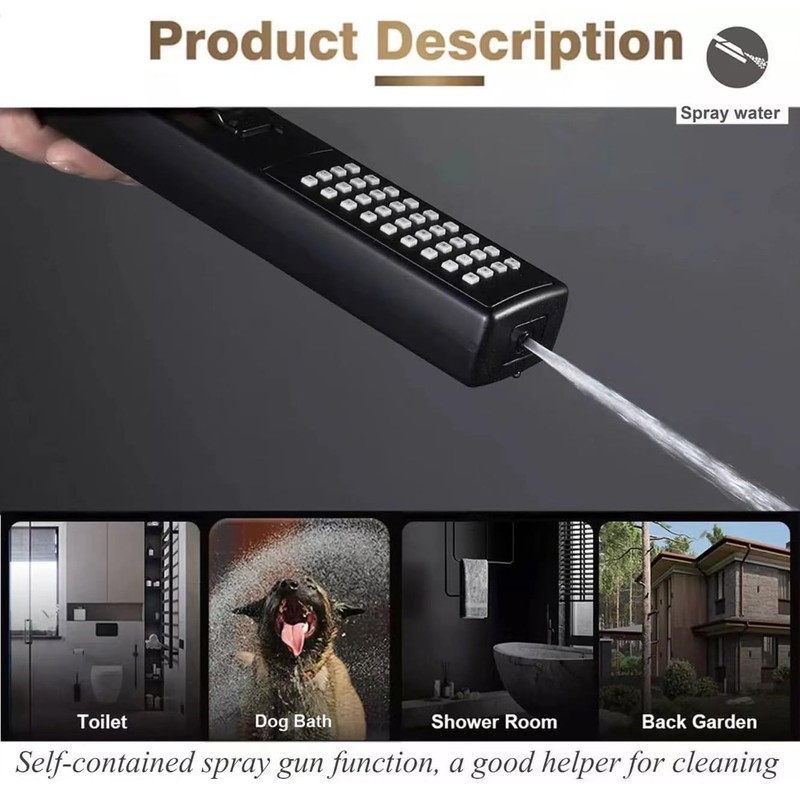 LUYU Two in one Function Black Handheld Square Shower Head,