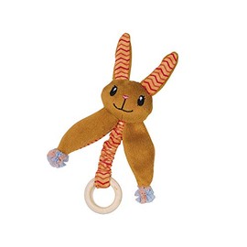 Nobby Plush Rabbit with Catnip with Wooden Ring, Orange, 20 cm, Pack of 1
