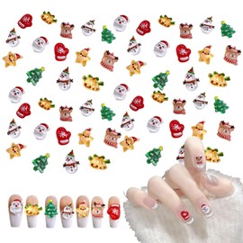 3D Christmas Nail Charms,70PCS Cute Cartoon Christmas Tree Santa Claus Snowman Elk Bell Nail Gems,Xmas Theme Nail Jewelry Decorations Nail Studs for Manicure Design DIY Crafts (Christmas Pattern A)