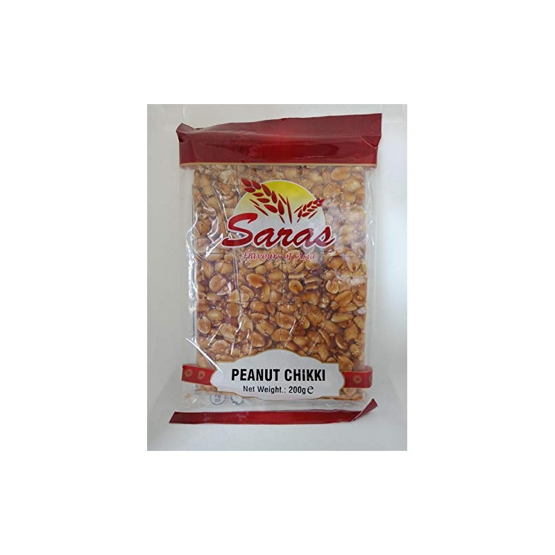 Saras Peanut Chikki 200g x 2 (Total 400g) Indian Sweet