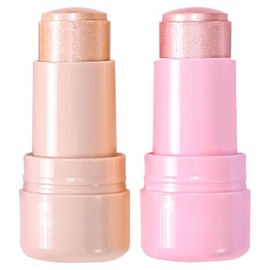 2 unidades de maquillaje en barra iluminadora, barra brillante para rostro y cuerpo, fácil de mezclar y de larga duración, maquillaje resaltador en cr