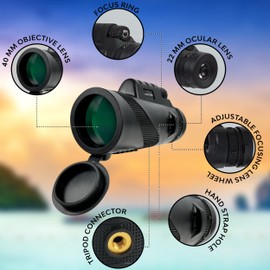 Boho Town 50x60 HD Monocular Telescope, Smartphone Adapter, Upgraded Tripod, High Definition Powered Clear Low Light Night Vision Telescopes, Lightweight for Hiking, Bird Watching Camping