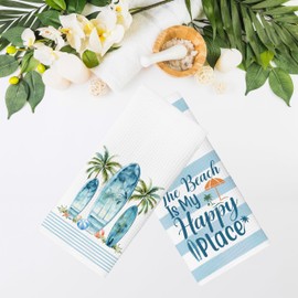 NQDWX The Beach is My Happy Place Summer Kitchen Towels,Dish Towels Drying Cloth Hand Towels for Farmhouse Kitchen Bedroom,16x24 Inches Set of 2.(052)