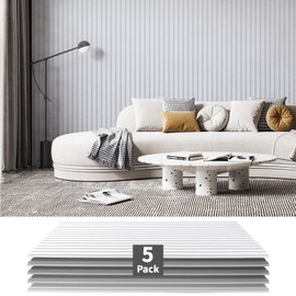 Art3dwallpanels 5 Pack Acoustic Panels, 48" X 24" X 0.71" Soundproof Wall Panels, Self Adhesive High Density Sound Absorbing Acoustic Treatment for Recording Studio, Office, White