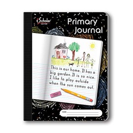 iScholar Primary Composition Book, Journal, Unruled Top, .5 Inch Ruled Bottom Half, 100 Sheets, 9.75 x 7.5 Inches, Black Marble (10116)