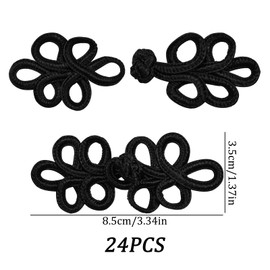 CRAFFANCY Cheongsam 24 Pairs Black Chinese Knot Frog Buttons for Sewing Sweaters Scarves Costumes Outfit Decoration