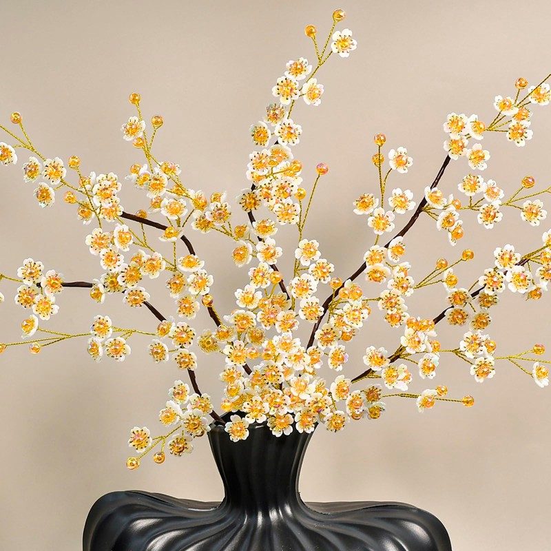 1Piece Acrylic Resin Snow Pear Blossom Faux Cherry Blossom Stems