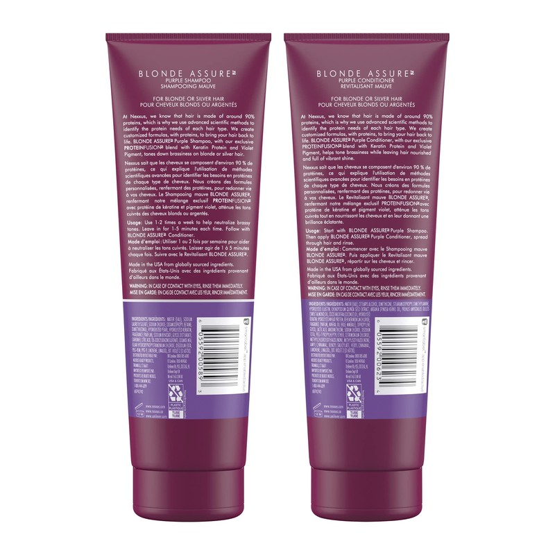 Nexxus Blonde Assure Purple Shampoo & Conditioner for Silver, Bleached,