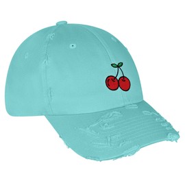 JPAK Cherries Vintage Dad Hat Frayed Embroidered Cap Fruit Mint