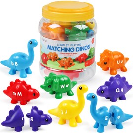 ABC Letters Matching Dinosaur Toys, Double-Sided Alphabet Learning Toy Birthday Valentine's Gifts for Kids : Uppercase Lowercase Letters Sorting and Matching Game, Party Favors Back to School Goodies