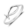 AeraVida Simple Plain Ichthys Christian Fish Sterling Silver Everyday Ring,