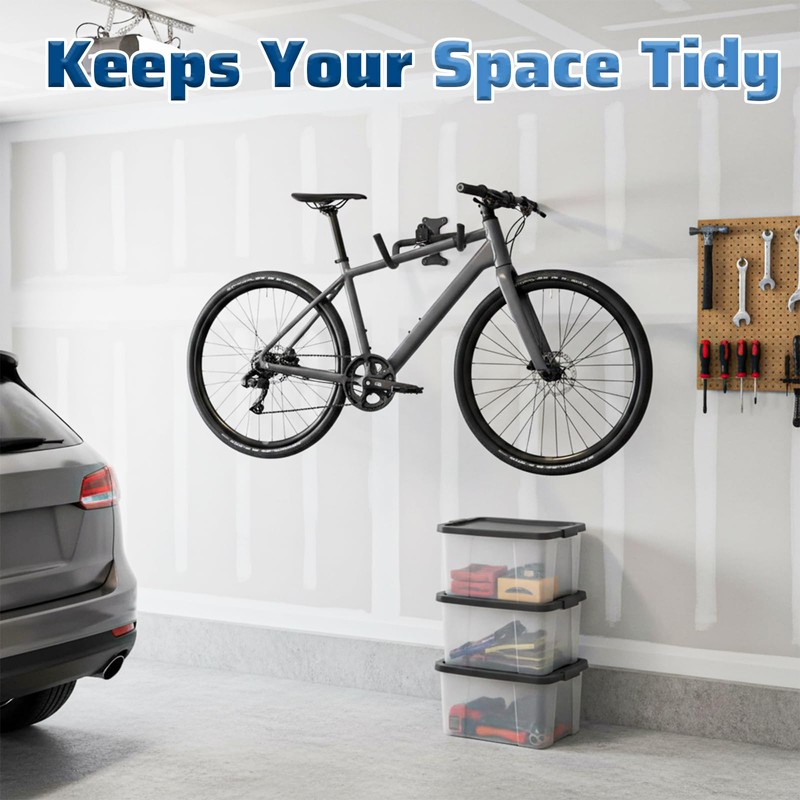 Afcabakila Bike Wall Mount Hanger, Adjustable Horizontal Wall Mount Bike