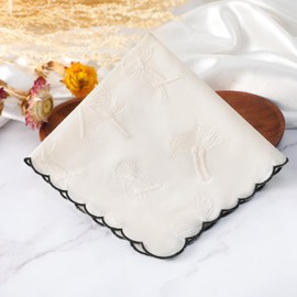 HOULIFE Embroidered Handkerchiefs for Women Cotton Vintage Flower Handkerchief Floral Embroidery Ladies Handkerchiefs for Wedding Party, Colour: 3-3 pieces, M