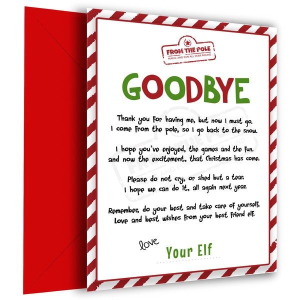 Elf Goodbye Card for Kids - Funny Elf Leaving Letter