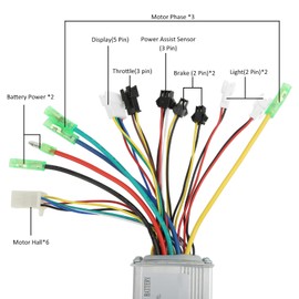 Brushless Controller, Electric Brushless Square Motor Controller with Light Wire for E Bike 36V 48V 250W 350W Motors