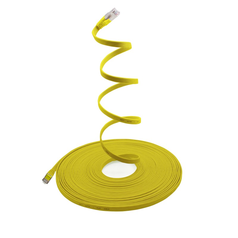 1m - gelb - 10 Stück Cat7 Flachkabel Netzwerkkabel Cat