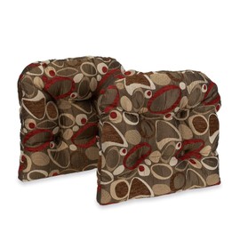 Klear Vu Gripper Overstuffed Universal Non-Slip Dining Chair Cushions for Kitchen Decor or Office Use, U-Shaped Skid-Proof Seat Pad, 17x17 Inches, 2 Count (Pack of 1), Ovation Multi