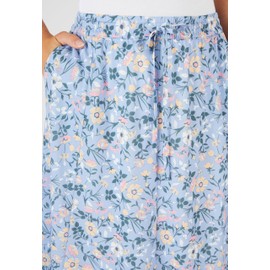 Damart - Print Jersey Skirt, Blue Floral, 14/16