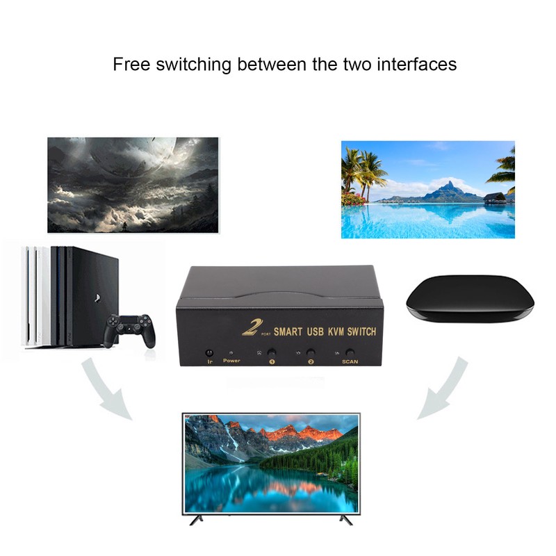 2 In 1 Out VGA KVM Switch 4 USB Port
