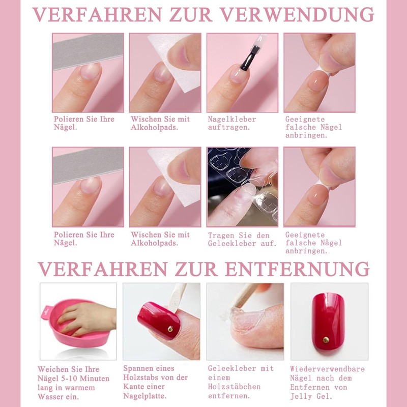 Virellay 360 Pieces Gradient Artificial Fingernails (Pink Gradient Almond, 360