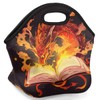 Neoprene Lunch Bags Magical Book Dragon for Women Lunch Tote