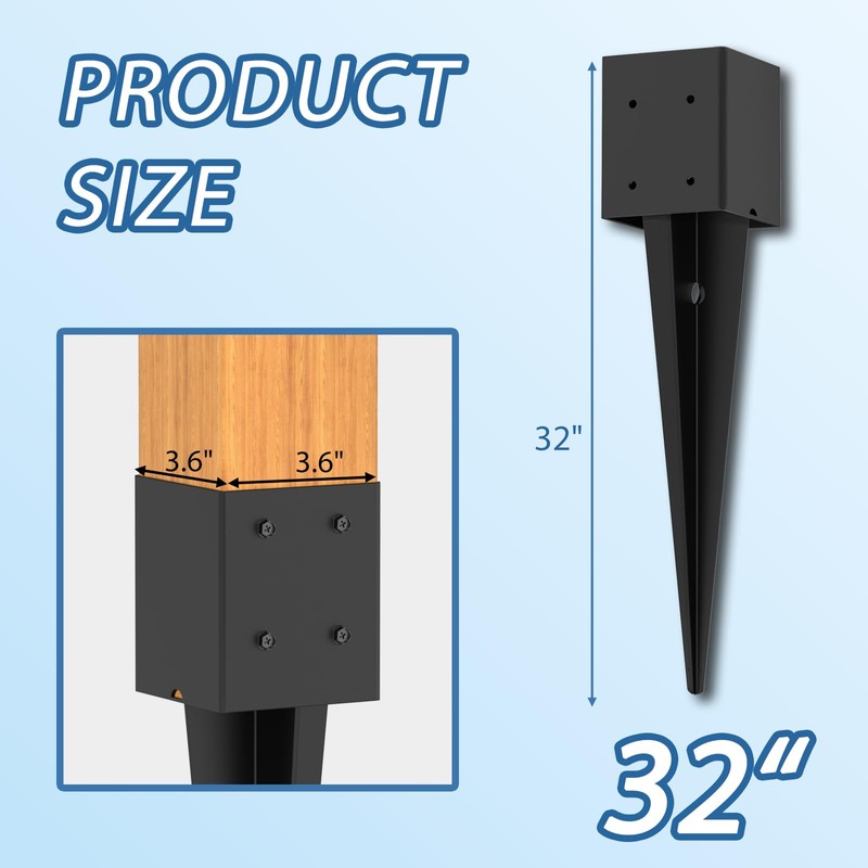 4 Pack 4x4 Fence Post Anchor Ground Spike – Heavy