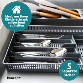 KONZEPT Besteckkasten für Schubladen 31x23x4,5cm Weiß - Praktischer Schubladen Organizer Küche, Besteckschublade Einsatz für optimale Küche Aufbewahrung & Organisation