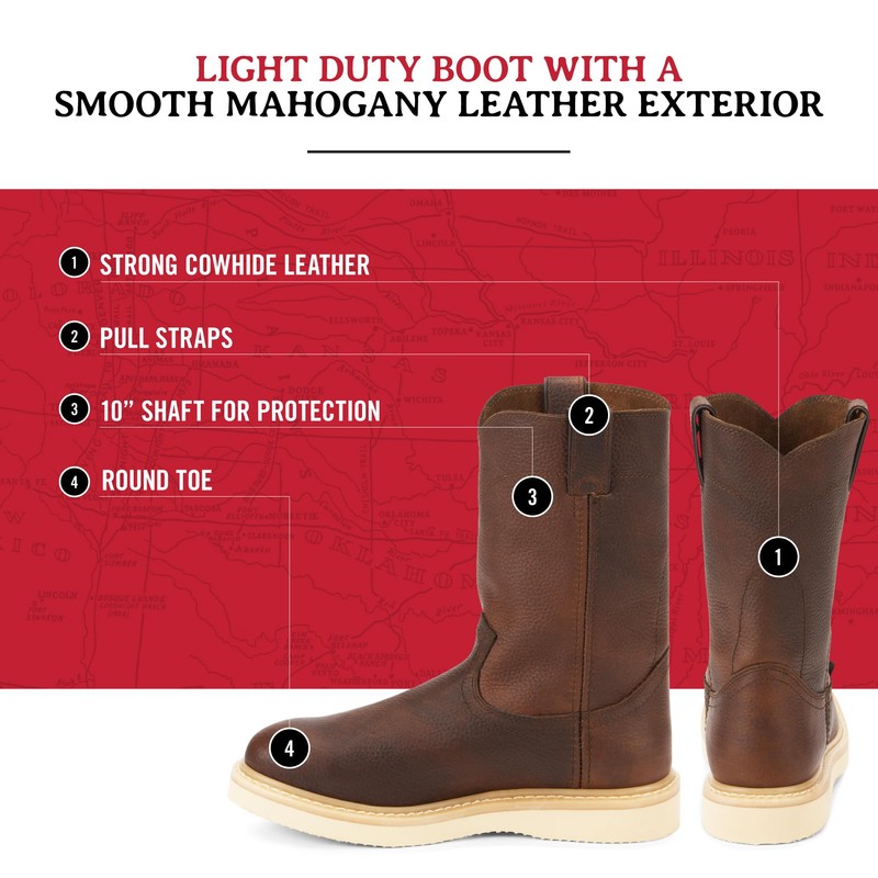 Justin Men's Axe 10" Wedge Round Toe Work Boot, Light